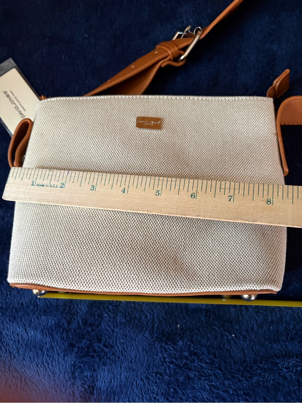 David Jones Cream Canvas Crossbody with Tan Leather Strap - Picture 6 of 6